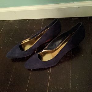Navy and gold wedges